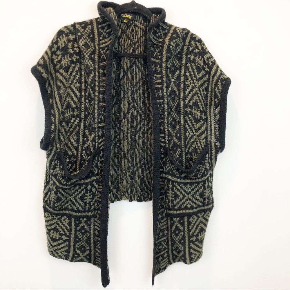 Audrey olive black wool blend cardigan sweater